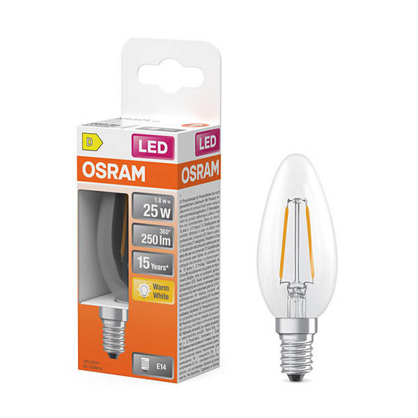 Osram E14 LED filament candle bulb 1.8W (25W) | 2700K LOS01857 - 1