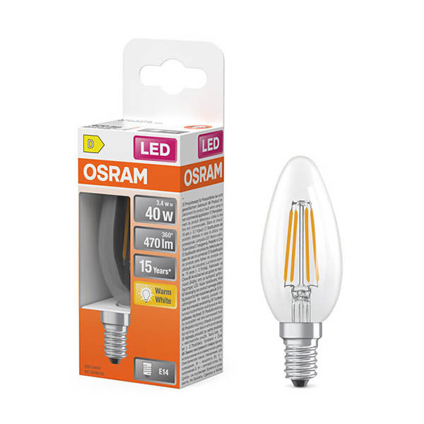 Osram E14 LED filament candle bulb 3.4W (40W) | 2700K LOS01859 - 1