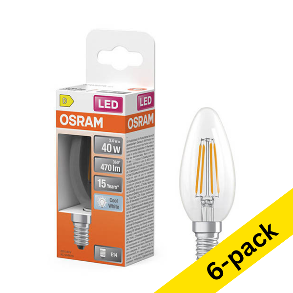 Osram E14 LED filament candle bulb 3.4W (40W) | 4000K (6-pack) LOS02145 - 1