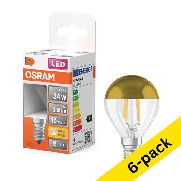 Osram E14 LED gold filament top mirror ball bulb 4W (34W) | 2700K (6-pack) LOS01698 - 1