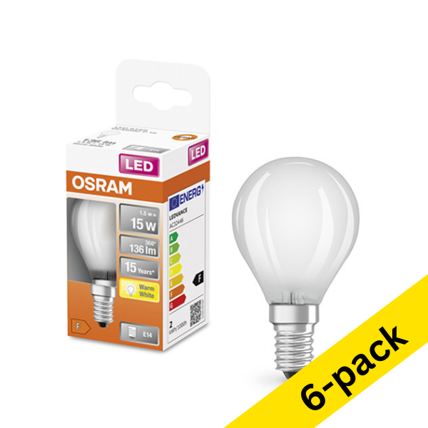Osram E14 LED matte ball bulb 1.5W (15W) (6-pack) LOS00193 - 1