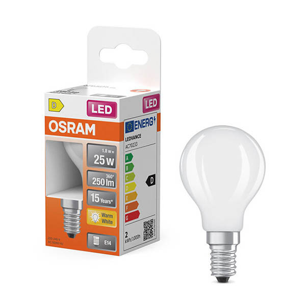 Osram E14 LED matte ball bulb 1.8W (25W) | 2700K LOS01901 - 1