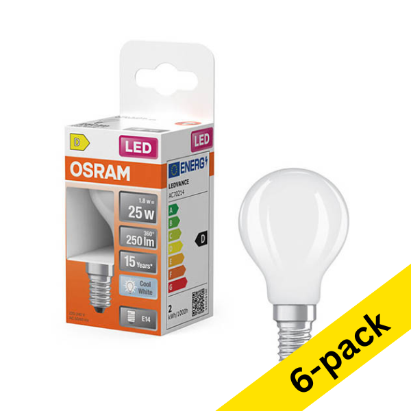 Osram E14 LED matte ball bulb 1.8W (25W) | 4000K LOS02175 - 1