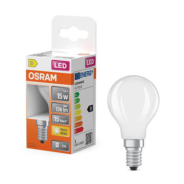 Osram E14 LED matte ball bulb 1W (15W) | 2700K LOS01897 - 1