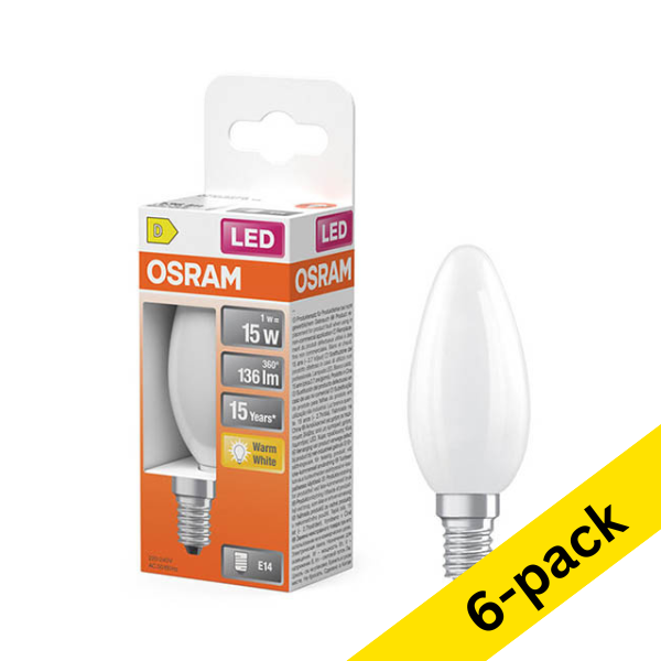 Osram E14 LED matte candle bulb 1W (15W) | 2700K (6-pack) LOS01862 - 1