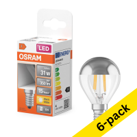 Osram E14 LED silver filament top mirror ball bulb 4W (31W) | 2700K (6-pack)
