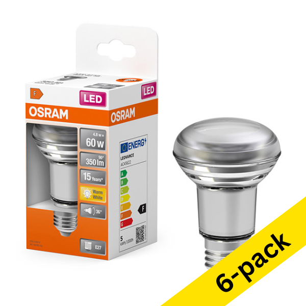 Osram E27 LED Reflector R63 bulb 4.8W (60W) | 2700K (6-pack) LOS01370 - 1