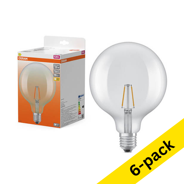 Osram E27 LED clear filament ball bulb 1.8W (25W) | 2700K (6-pack) LOS02201 - 1