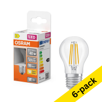 Osram E27 LED clear filament ball bulb 3.4W (40W) | 2700K (6-pack)