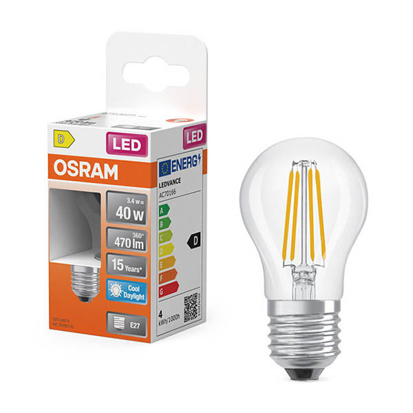 Osram E27 LED clear filament ball bulb 3.4W (40W) | 6500K LOS02172 - 1