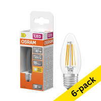 Osram E27 LED clear filament candle bulb 3.4W (40W) | 2700K (6-pack) LOS02143