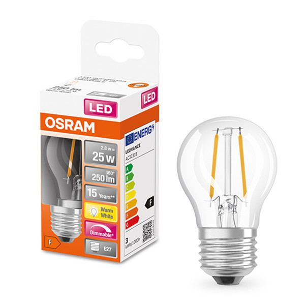 Osram E27 LED dimmable filament ball bulb 2.8W (25W)  LOS00158 - 1