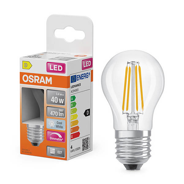 Osram E27 LED dimmable filament ball bulb 3.4W (40W) | 4000K LOS02158 - 1