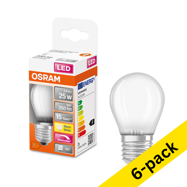 Osram E27 LED dimmable matte ball bulb 2.2W (25W) (6-pack) LOS00167 - 1