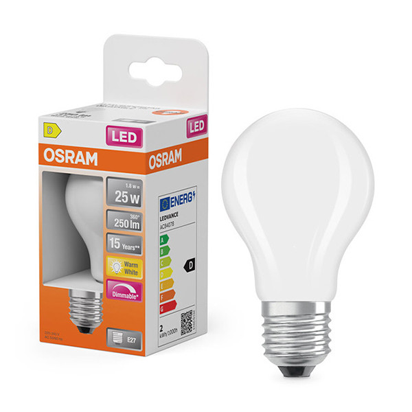Osram E27 LED dimmable matte pear bulb 1.8W (25W) | 2700K LOS01809 - 1