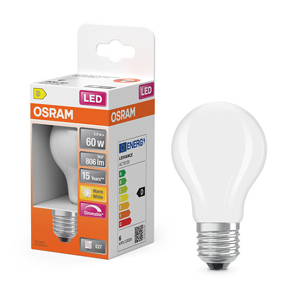 Osram E27 LED dimmable matte pear bulb 5.9W (60W) | 2700K LOS01815 - 1