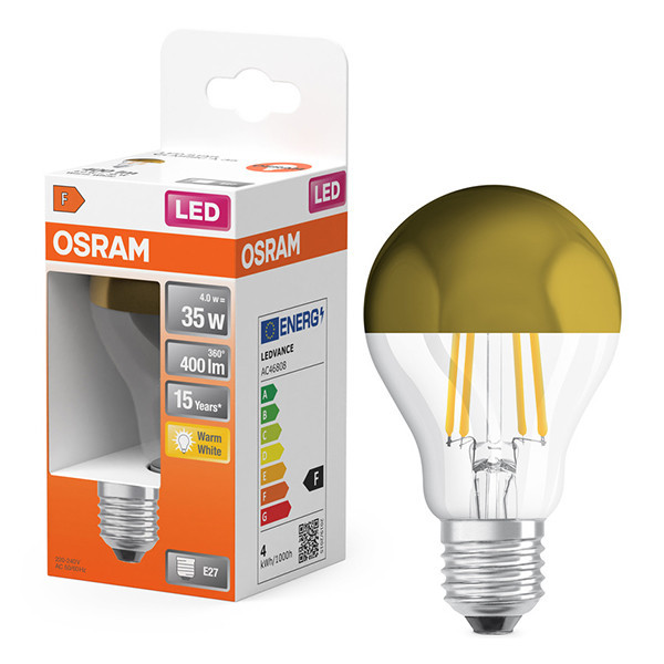 Osram E27 LED gold end mirror filament pear bulb 4W (35W) | 2700K LOS01693 - 1