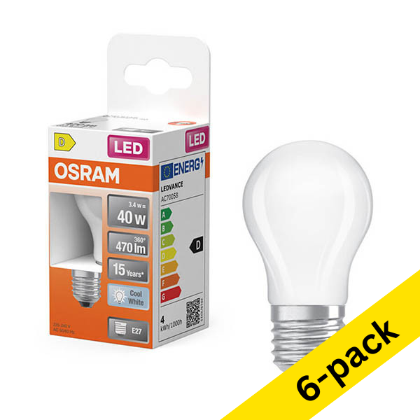 Osram E27 LED matte ball bulb 3.4W (40W) | 4000K (6-pack) LOS02177 - 1