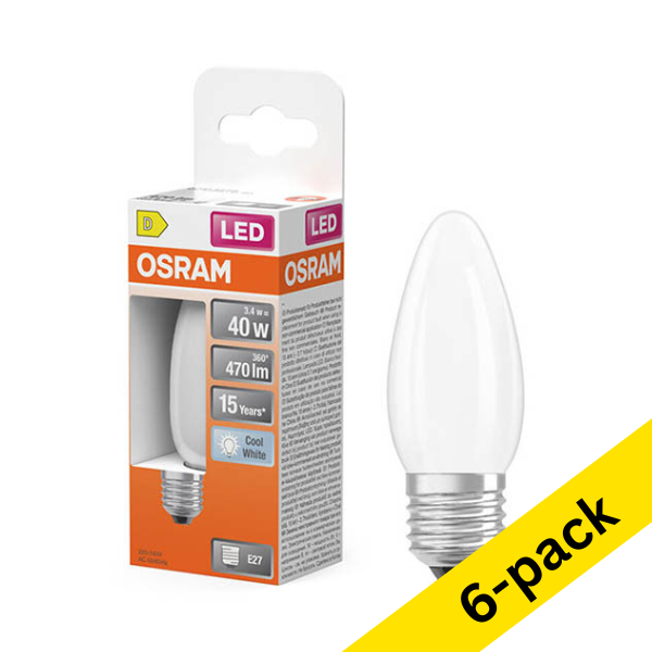 Osram E27 LED matte candle bulb 3.4W (40W) | 4000K (6-pack) LOS02157 - 1