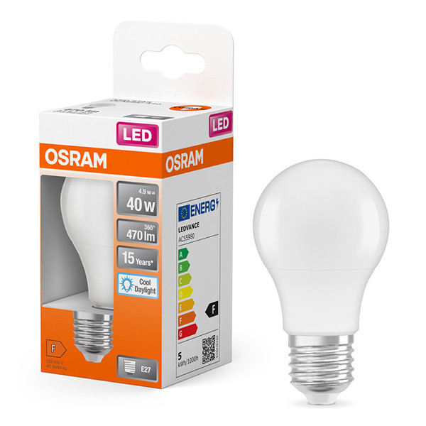 Osram E27 LED matte pear bulb 4.9W (40W) | 6500K LOS01147 - 1