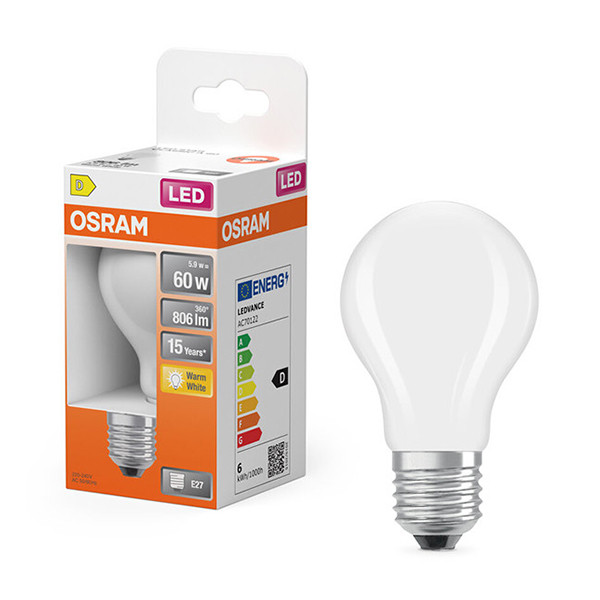 Osram E27 LED matte pear bulb 5.9W (60W) | 2700K LOS01839 - 1