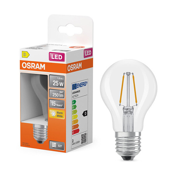 Osram E27 LED pear filament bulb 1.8W (25W) | 2700K LOS01821 - 1