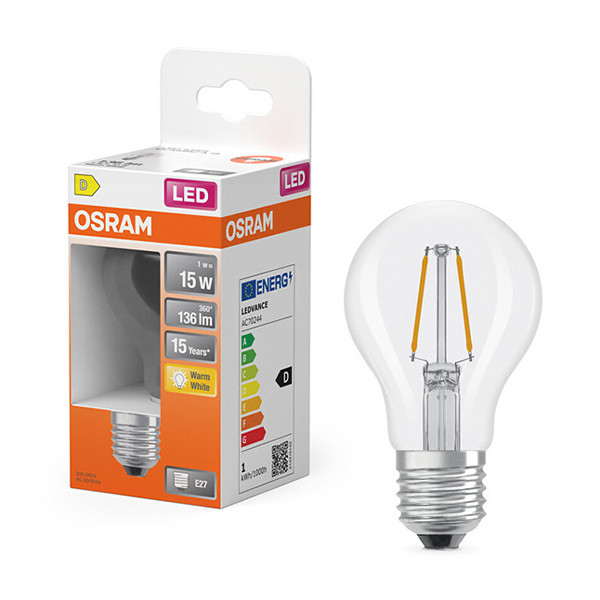 Osram E27 LED pear filament bulb 1W (15W) | 2700K LOS01819 - 1