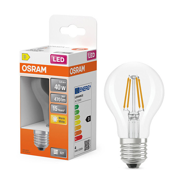 Osram E27 LED pear filament bulb 3.4W (40W) | 2700K LOS01823 - 1