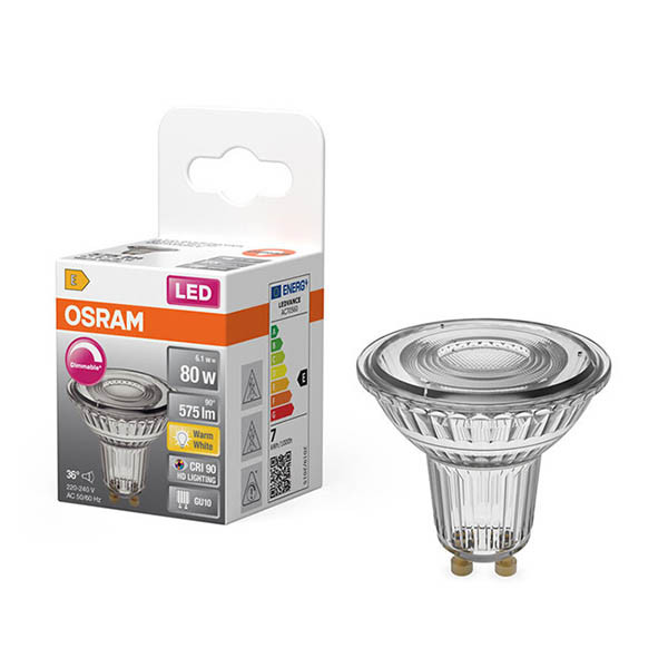 Osram GU10 LED dimmable glass spotlight 6.1W (80W) | 2700K LOS01925 - 1