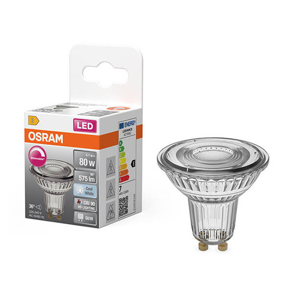 Osram GU10 LED dimmable glass spotlight 6.1W (80W) | 4000K LOS01927 - 1