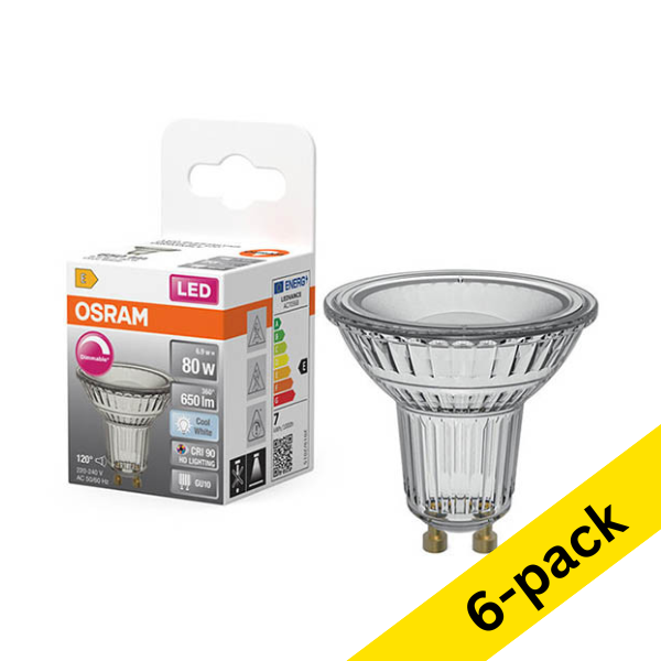 Osram GU10 LED dimmable glass spotlight 6.9W (51W) | 4000K (6-pack) LOS02187 - 1