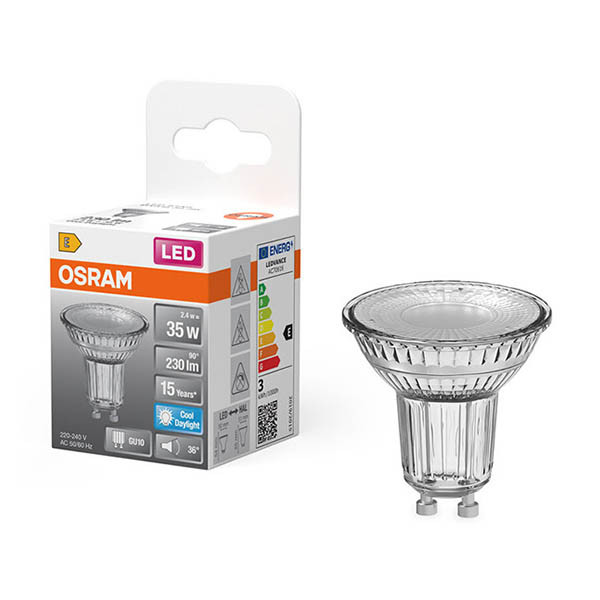 Osram GU10 LED glass PAR16 spotlight 2.4W (35W) | 6500K LOS02192 - 1