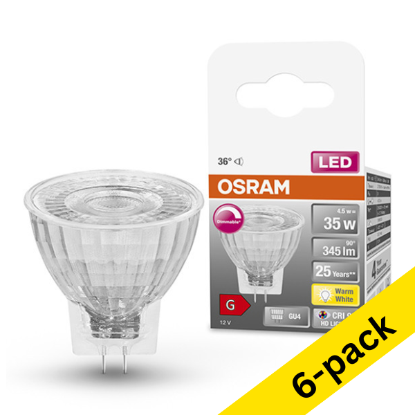 Osram GU4 LED dimmable spotlight 4.5W (35W) (6-pack) LOS00301 - 1