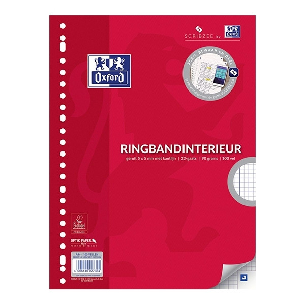 Oxford A4+ checkered ring binder paper 90gsm, 100 sheets (23-ring) **Clearance** 260072 - 1