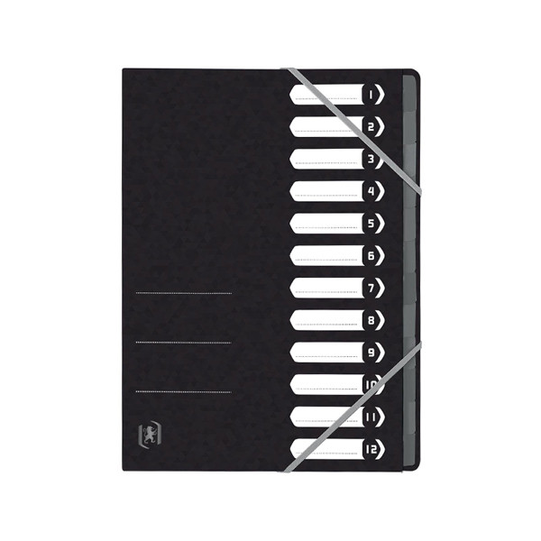 Carboard tabs 1-12 (12 tabs) sorting folder | A4 | Oxford Top File+ black 260124 - 1