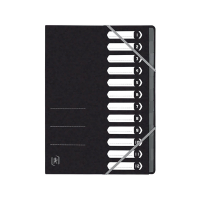 Carboard tabs 1-12 (12 tabs) sorting folder | A4 | Oxford Top File+ black 260124