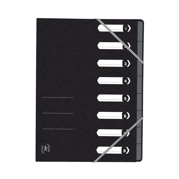 Cardboard tabs 1-8 (8 tabs) sorting folder | A4 | Oxford Top File+ black 260120 - 1