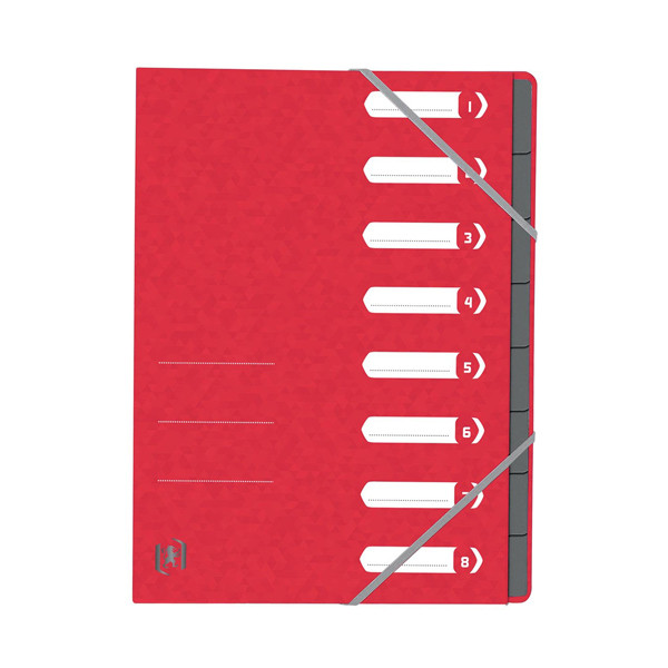 Cardboard tabs 1-8 (8 tabs) sorting folder | A4 | Oxford Top File+ red 260121 - 1