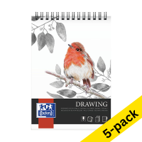 Oxford Drawing A4 spiral sketchpad, 160 grams (50 sheets) (5-pack)