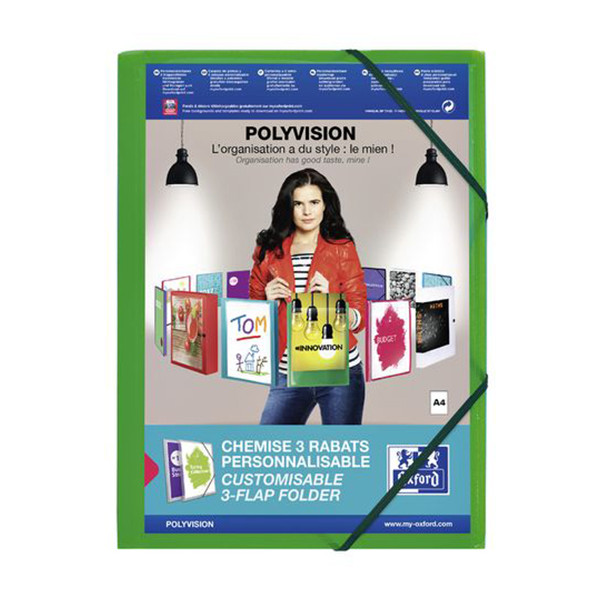 Elastic folder A4 | green customisable | Oxford PolyVision 237684 - 1