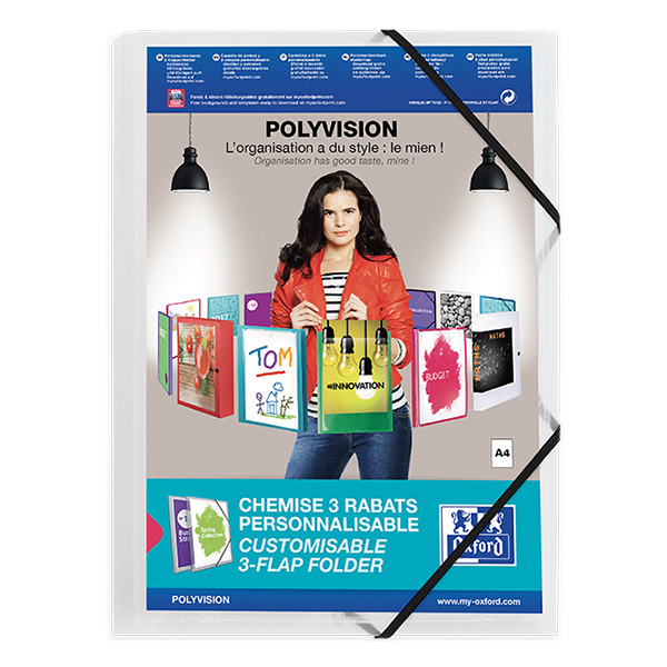 Elastic folder A4 | transparent customisable | Oxford PolyVision 237586 - 1