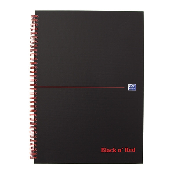 Notepad checkered spiral A4 | Oxford Black n' Red | 70 sheets 260011 - 1