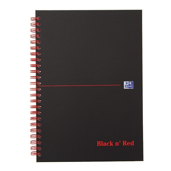 Notepad checkered spiral A5 | Oxford Black n' Red | 70 sheets 260013 - 1