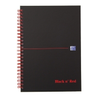 Notepad checkered spiral A5 | Oxford Black n' Red | 70 sheets 260013