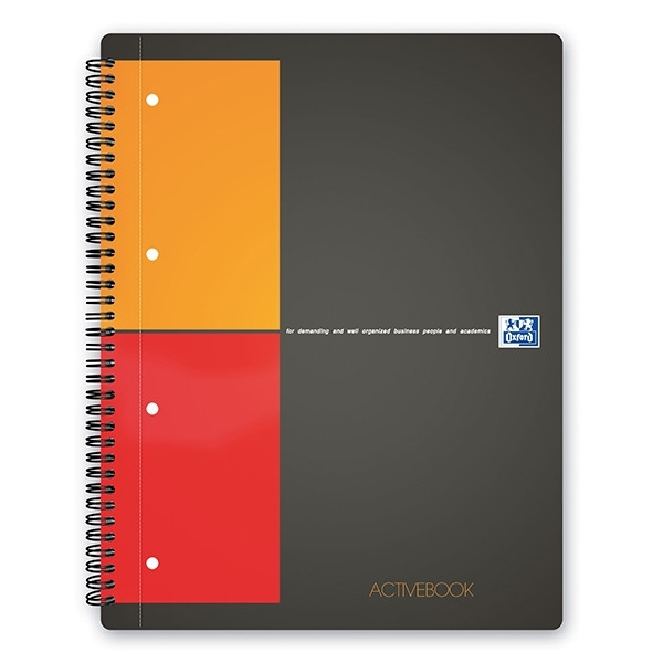 Notepad checkered spiral Activebook A4 | 5mm | black/orange | Oxford | 80 sheets 260040 - 1