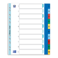 Plastic tabs 1-10 (10 coloured tabs) | A4 XL, 11-hole | Oxford 237530