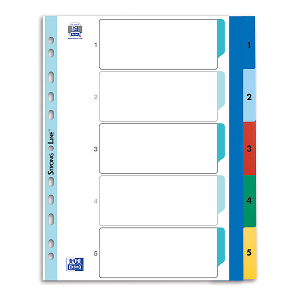 Plastic tabs 1-5 (5 coloured tabs) | A4 XL, 11-hole | Oxford 237529 - 1