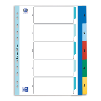 Plastic tabs 1-5 (5 coloured tabs) | A4 XL, 11-hole | Oxford 237529