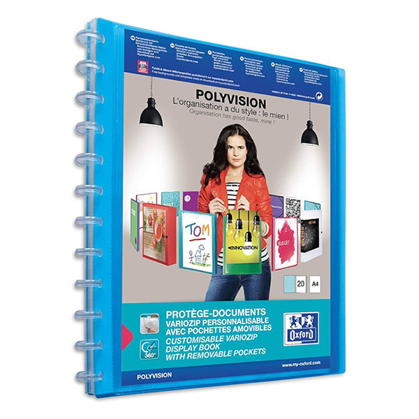 Oxford PolyVision Vario-Zipp blue A4 display book (20-pages) 100205599 237561 - 1