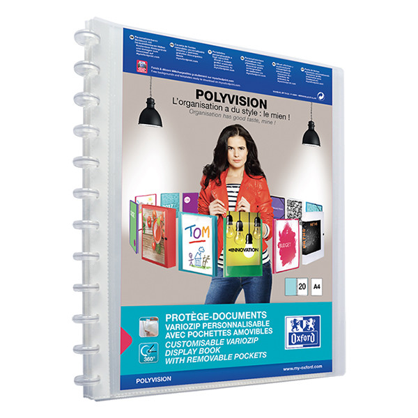 Oxford PolyVision Vario-Zipp transparent A4 display folder (20-pages) 100205600 237560 - 1